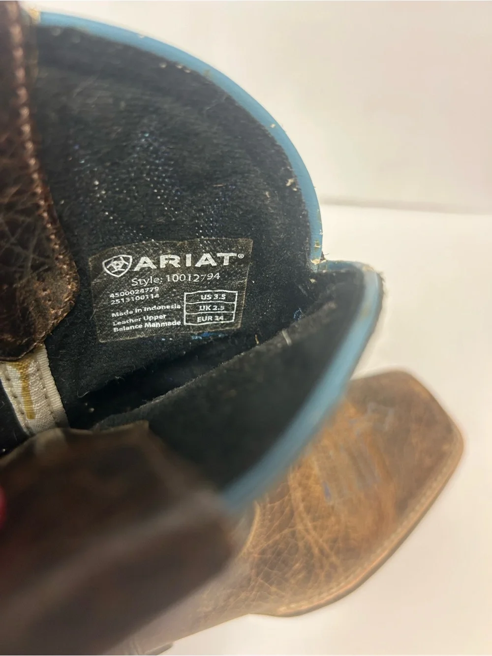 Ariat Tombstone Western Boot Youth Kids Size 3.5 Earth Brown Leather Square Toe